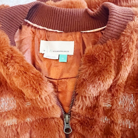 Sz 1X Anthropologie Rust Teddy Jacket - Picture 6 of 6